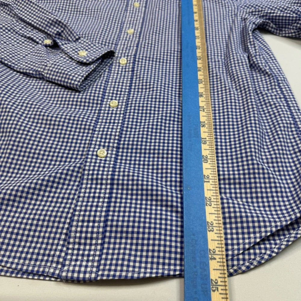 Ralph Lauren Button Down Shirt Kids Boys L 14-16 Blue Gingham Long Sleeve Cotton